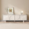 Guyii Modern TV Cabinet, Creamy White Television Stand with 3 Cabinets, Entertainment Stand for TV, Creamy White TV Console Cabinet for Living Room
