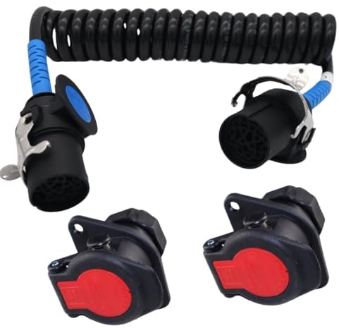 SERTPLAS Câble spiralé 15 broches 24 V-ADR avec fiches + 2 prises 15 broches 24 V ADR pour machines de chantier, camions, remorques