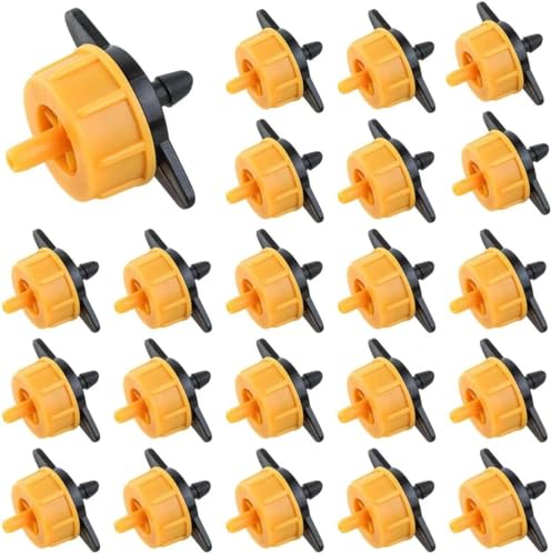 Hydrogarden 50 Stück Micro-Drip-System Reihentropfer druckregulierend, 2 Liter pro Stunde. Tropfflasche für landwirtschaftliche Bewässerung und Gartenarbeit. Yellow