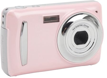 Digitalkamera, 1080P Barnkamera 16 MP Autofokus Digital pek- och Skjutkamera med 16X Zoom Anti-shake, 2,4-i Skärm, för Barn Studentbarn Tonåring Flicka Pojke (Rosa)
