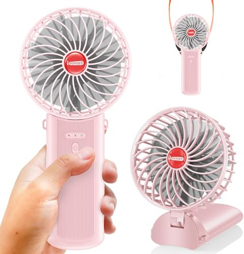 Ventilador Portátil de Mano Mini Recargable: Silencioso USB, Pequeño a Pilas, 4 Velocidades, Escritorio Plegable, Hand Fan para Oficina, Hogar, Viajes y Exterior