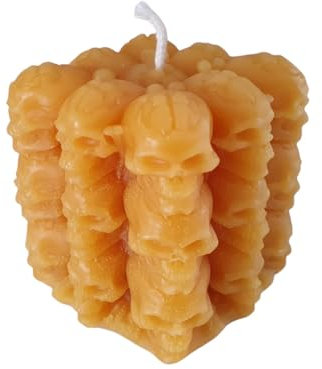 Bienenwachskerze - Würfel Totenkopf Kerze 6 cm aus 100% reinem Bienenwachs - Honigkerze - Bienenwachs Totenkopf - Halloween kerze