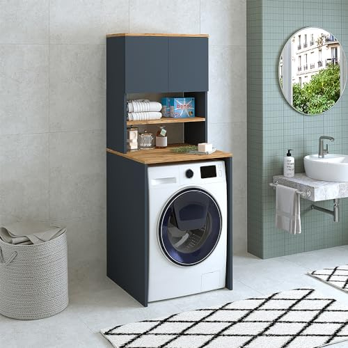 ROOMART, Badezimmer, Waschmaschinenüberbau, Waschturm, Waschmachinenregal, BHT: 65 x 181 x 60 cm (Anthrazit Eiche)