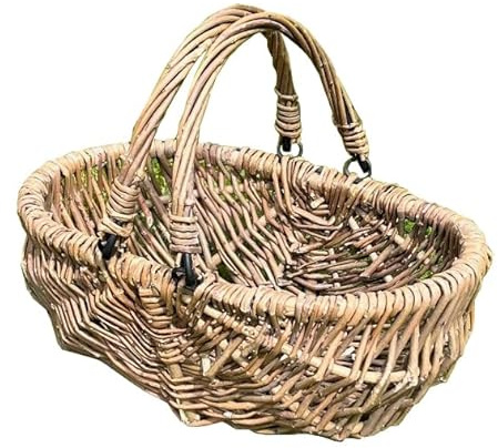 Selections Natural Willow Garden Trug Storage Basket Indoor Outdoor Usage, Small