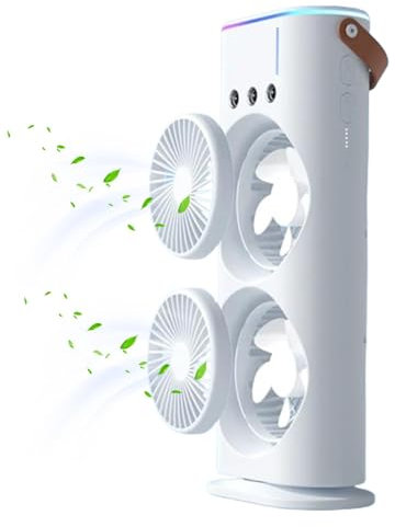 Ventilatore nebulizzatore portatile, nebulizzatore a doppia estremità, raffreddatore d'aria personale con luce LED, condizionatore portatile per camera da letto, casa, viaggi, stanza