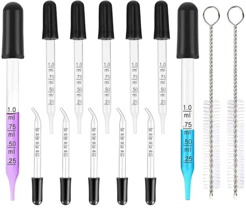 Pipeta de cristal, 1 ml, pipeta de cristal con cabeza de goma, gotero de cristal, pipeta líquida, pipeta de goteo, pipeta de 1 ml, para aceite esencial, maquillaje, arte líquido