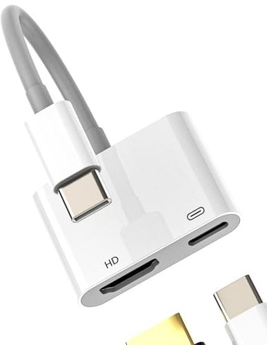 HDMI Adapter USB C to HDMI Charger Cable 2 in 1 Digital AV Converter for iPhone 15 Pro Max iPad Macbook compatible for Samsung TV Projector Monitor Display Screen Type-C Phone USB-C Charging Mirroring