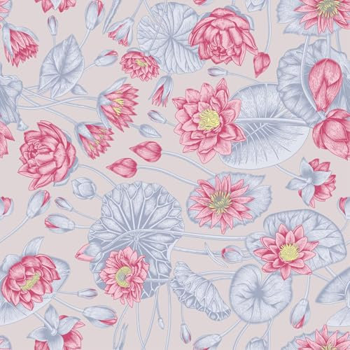 Papel Pintado Autoadhesivo Con Flores Rosa Beige, 40x300 cm, Adhesivo para Muebles, Vintage Flores Rosa, para Cocina, Salón