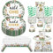 51Pcs Jungle Safari Wild Theme Party Tableware Decorations for Kids Birthday,Green Party Tableware with Animal Jungle Table Cloth,7inch Paper Plates,Paper Napkins for Kids Jungle Safari Party Favor
