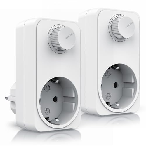CSL – 2 x Dimmschalter mit Drehregler – von 20 bis 400 Watt – Universal Dimmer für die Steckdose - nur für Glühlampen – Helligkeitsregler - für Tischlampen Stehlampen - Set