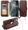 VANAVAGY Compatible for iPhone 16 Pro Max Wallet Case,Rfid Flip Leather Cover with Wrist Supports Wireless Charging with Card Holder,[Glass Screen Protector and Camera Cover],Brown