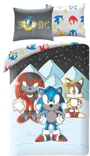 SONIC AND FRIENDS Tails Shadow - Bettwäsche-Set Bettbezug 140 x 200 cm mit Kissenbezug 70 x 90 cm - 100 % Polyester mehrfarbig