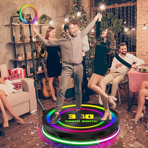 360 Photo Booth Machine for Parties Free Custom Logo Auto Rotating 360 Photo Booth with Flight Case Remote Control (31.5in photo booth)