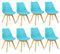 WOLTU Esszimmerstühle 8er Set, Skandinavische Küchenstühle Retro Design, Sitzfläche aus Kunstleder, mit Massivholz Beinen, bis 150 kg belastbar, Blau