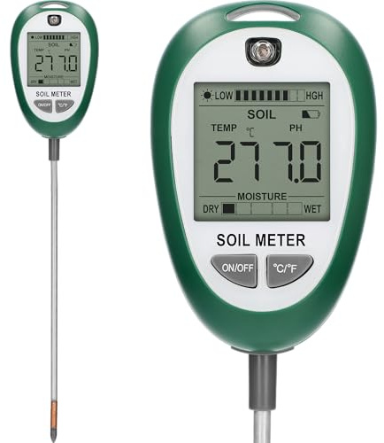 BROWIN® Elektronischer 4-in-1 Bodentester – Präzise Messung von pH-Wert, Feuchtigkeit, Temperatur und Lichtintensität für gesunde Pflanzen