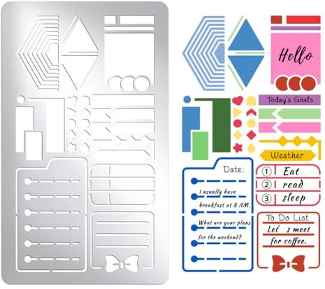 UNICRAFTALE Metallschablone Für Tagebuch Zeilenlisten Lesezeichen Metall Tagebuchschablone Gewohnheitstagebuch Tracking Malschablonen Metallrahmen Zeichenschablonen Vorlagen Für DIY Scrapbooking