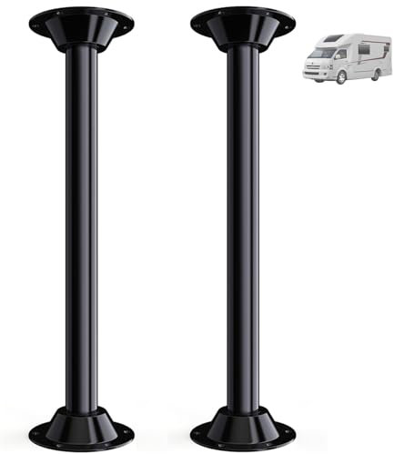 YJNAUPAI Pieds et bases de table de camping-car de 68,6 cm, pieds de table et bride de base en aluminium, base et pieds de montage sur table et au sol, comprend des vis de montage (noir, 2 pieds de