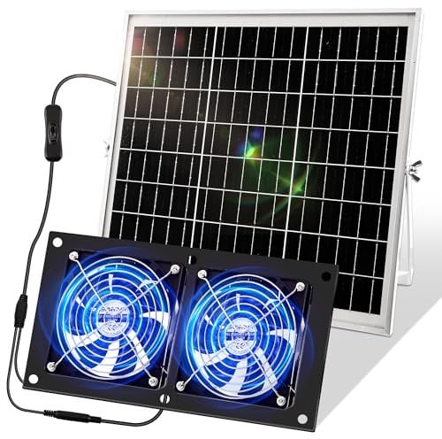 Joycabin Ventilatore solare, 15 W, kit di ventole a pannello solare, doppio ventilatore di scarico, portatile per piccoli polli, serre, case per animali domestici, garage, cantina