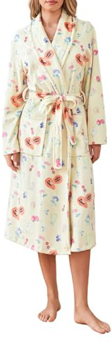 Geagodelia Women's Fleece Dressing Gown Ladies Towel Bath Robes Long Bathrobes Fruit Print Housecoats Kimono Nightwear UK