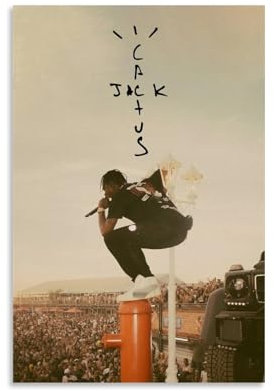 Hotoice Travis Poster Scott Rapper, Retro-Musik, Vintage-Cover-Poster für Zimmer, ästhetische Leinwand, Wandkunst, Schlafzimmerdekoration, 50 x 75 cm