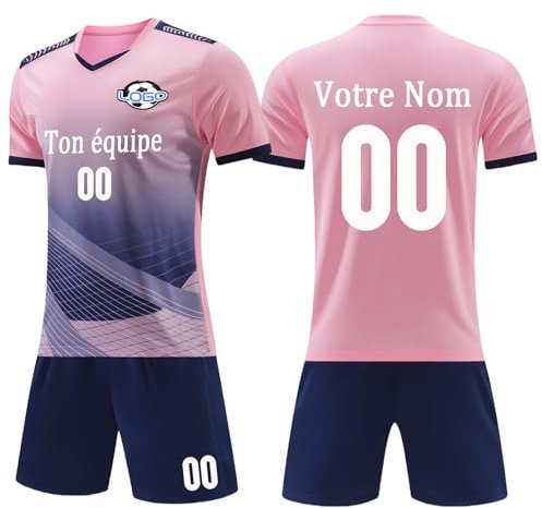 Ensemble de Maillot de Football pour Enfants Homme Maillot de Football Personnalisé Maillot Foot avec t-Shirts, Shorts, Maillot de Foot Enfant