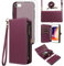 Phone Case for iPhone 7/8/SE 2020/2022 Zipper Wallet Detachable Cover with Screen Protector Crossbody Lanyard Strap Flip Card Holder Slot iPhone7 iPhone8 SE2020 SE2022 2/2nd/3/3rd SE2 SE3 Dark Purple