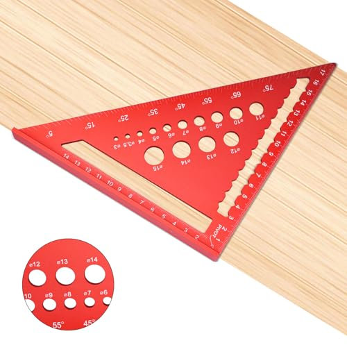 Aweohtle Zimmermannswinkel 180mm (7 Zoll) aus Aluminium, Präzisions-Anschlagwinkel für 45° & 90°, Metall-Werkzeug mit Anschlagkante, Stabile Schreinerwinkel Winkelmesser für Schreiner, Tischler & DIY