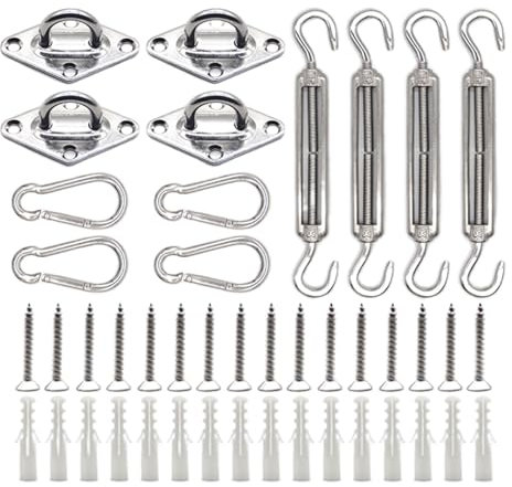 Lnhgh Kit de Fixation pour Voile d'Ombrage - Kit Voile D'ombrage - Accessoires de Fixation en Acier Inoxydable pour Store Rectangle Triangle Jardin Terrasse Extérieure