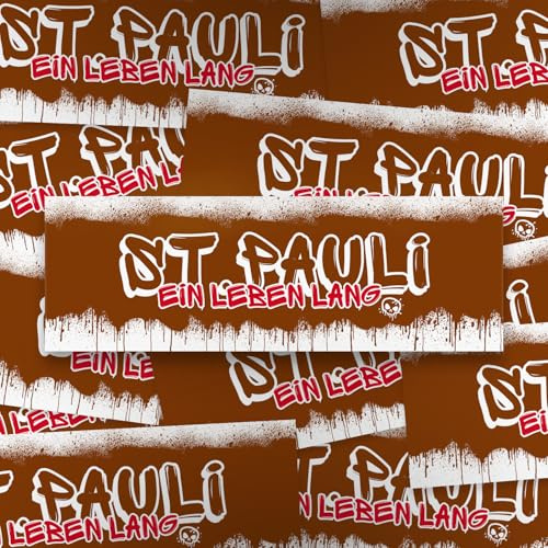 Fan-Kultur Xperience 100x St. Pauli Sticker/Aufkleber 'Ein Leben lang'/ Hansestadt/Fußball Fanartikel/ 14,8x5,0 cm/PVC/wetterfest