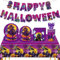 Vajilla para Fiesta de Halloween, Set de Vajilla de Halloween, Halloweens Decoracion Fiesta, Incluye Platos Servilletas de Papel, Vasos de Papel y Manteles - 61PCS