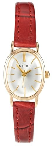 JSDDE Quarzuhr für Damen, dünn, mit kleinem Zifferblatt, oval, weiß, schlicht, mit Lederarmband, strukturiert, verstellbar, für Mädchen, elegant, analog, Quarz, ohne Ziffern