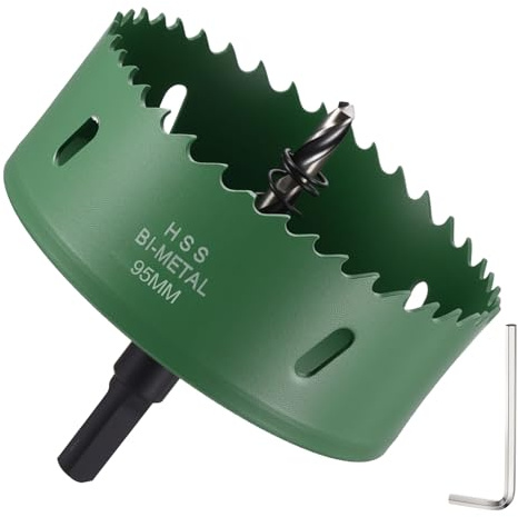 DTGN 3-3/4 Bi-Metal Hole Saw 95mm M42 HSS Hole Cutter for Metal Green | Cutting Tool Good for Thick Stainless Steel/Alloy/Aluminium/Brass/Copper