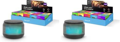 Garza - Enceinte Portable Rio avec 15 Modes d'éclairage LED Multicolores, Son 360 75 DB, Bluetooth, Mains Libres, USB-C et Micro SD, Design Noir Compact, recommandée pour Les fêtes et l'extérieur