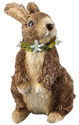 Ipetboom Handgefertigtes Osterhasen Ornament Aus Stroh Geflochten NatüRliche Kaninchen Deko FüR Osterfeier Tisch Wohnzimmer Hasenkranz Dekoration