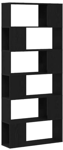 Favemtsl TV-Schrank Set Wandmontage 80x24x186 cm Holzwerkstoff Schwarz 5 Regale Modernes Design Wohnzimmer Möbel für kleine Räume