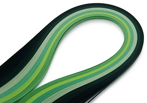 WEBandBUY Quilling Papierstreifen 120 Stück 390mm lang 3mm breit Farbmix Grün