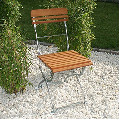 Gartenstuhl MÜNCHEN verzinkt 2er Set, Robinien Holz, klappbar