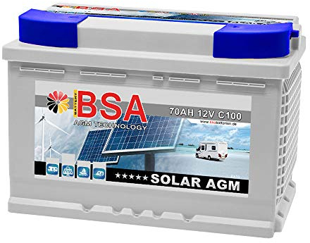 Solarbatterie 70Ah 12V AGM Gel Versorgungsbatterie Wohnmobil Mover Boot Solarakku