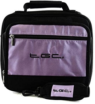 APEMAN 10.5'' Portable Mobile Mini Car CD DVD Player Twin Compartment Case Bag by TGC ® (Electric Purple & Black)