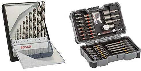 Bosch Professional Metallbohrer-Set HSS-G Robust Line & Professional 43tlg. Schrauber Bit Set (Zubehör für Elektrowerkzeuge)