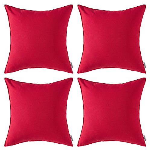 MIULEE 4er Set wasserdichte Kissenbezüge Dekokissen Kissenbezug Sofakissen Dekorativ Couchkissen Wetterfeste Kissenhülle Zierkissen Bezug für Sofa Garten Outdoor Wohnzimmer 45x45 cm Rot