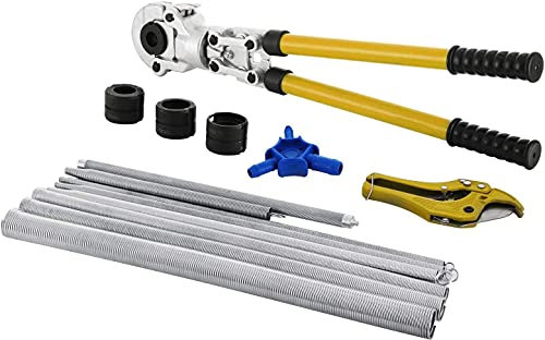 VEVOR Presszange TH 16, TH 20, TH 26, TH 32, Crimpzange Presszange Ø 16-32 m, Rohrpresszange Gelb, Stahl Quetschzange mit Ergonomischem und Rutschfestem Griff, Rohrcrimpzange 530-750 mm Ausziehbar
