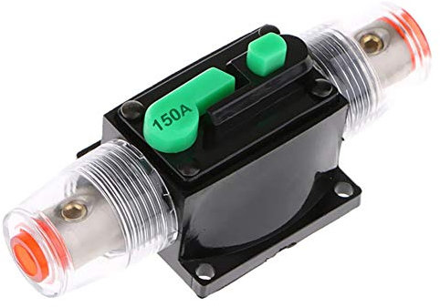 ihreesy Disjoncteur en Ligne, 12V-24V DC Inverseur de Porte-fusibles en Ligne Stéréo de Voiture avec Porte-fusible à Réarmement Manuel Disjoncteur en Ligne Audio pour Bateau Marin Automobile,150A