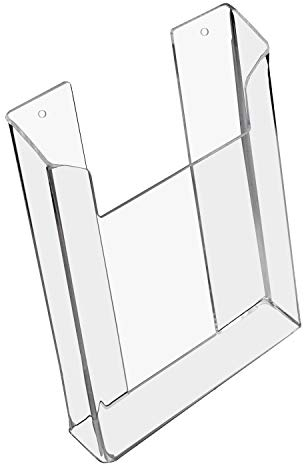 HMF 46842 Wand Prospekthalter aus Acryl | DIN A5 Hochformat | 16,5 x 21 x 3,5 cm | Transparent