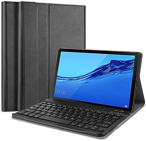QYiD Custodia con Tastiera per Huawei MediaPad M5 8.4, Sottile Pelle PU Custodia Case con Magnetically Wireless Tastiera per 8.4 Huawei MediaPad M5 8.4 Android Tablet, Nero