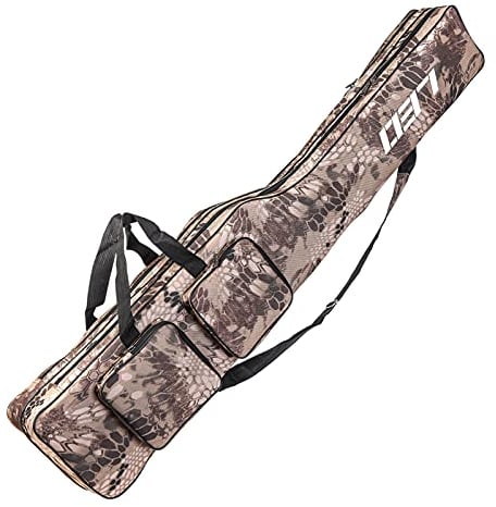 Achort Borsa da Pesca Portatile - Sacca Canna e Attrezzi Resistente allo Strappo - Rod Reel Bag Fishing Pole Carry Organizer (Camuffare)