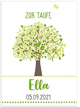 Herz & Heim® Klappkarte zur Taufe mit Lebensbaum in 3 verschiedenen Farben Grün
