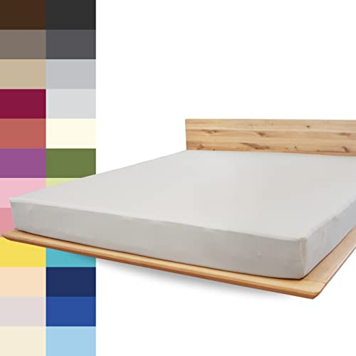 JONA SLEEP® Premium Spannbettlaken (90-100 x 200 cm) Jersey Baumwolle Chrom - 220 g/m² - ÖKO-TEX 100 zertifziert - Made in Austria