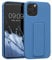 kwmobile Case Compatible with Apple iPhone 12 / iPhone 12 Pro - Case with Hand Strap and Stand Soft TPU Silicone Coating - Caribbean Blue
