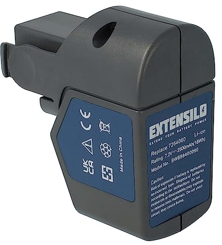 EXTENSILO Akku Ersatz für Wolf Garten 7264060, 7264090 für Heckenschere Strauchschere Rasenschere Gartenschere (2500mAh, 7,2V, Li-Ion)